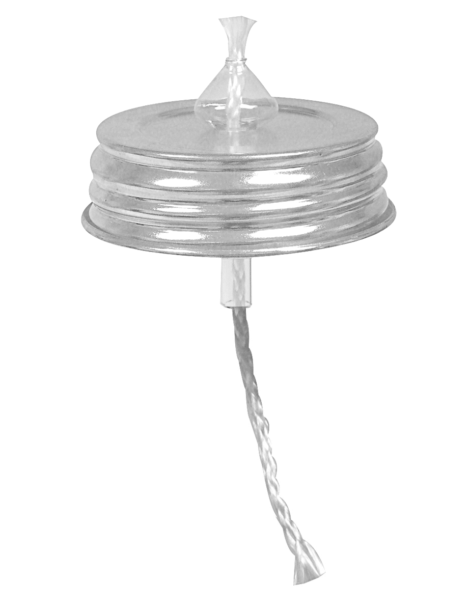 Glass Lamp Oil Insert and Wick Holders with Canning Jar Lids National Artcraft