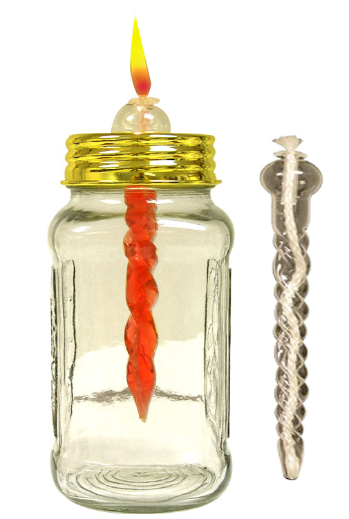 Glass Lamp Oil Insert and Wick Holders with Canning Jar Lids National