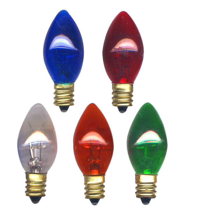 Light Bulbs , COLORED & TAPERED Candelabra Base National Artcraft