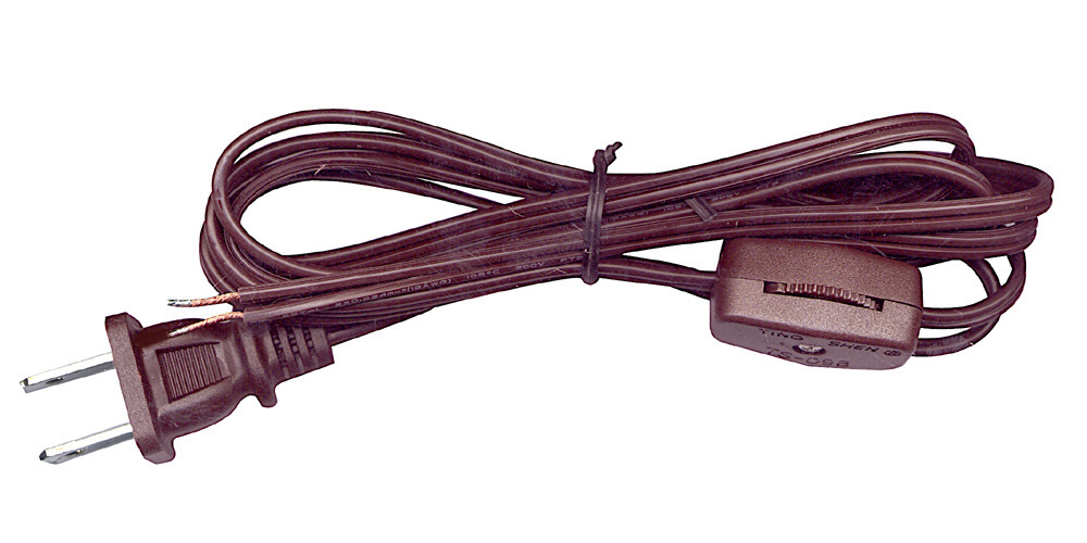 Brown SPT-2 9 feet CO-3001-BR-9-1 Royal Designs Lamp Cord with High/Low Rotary Switch and Molded Plug Inc. 