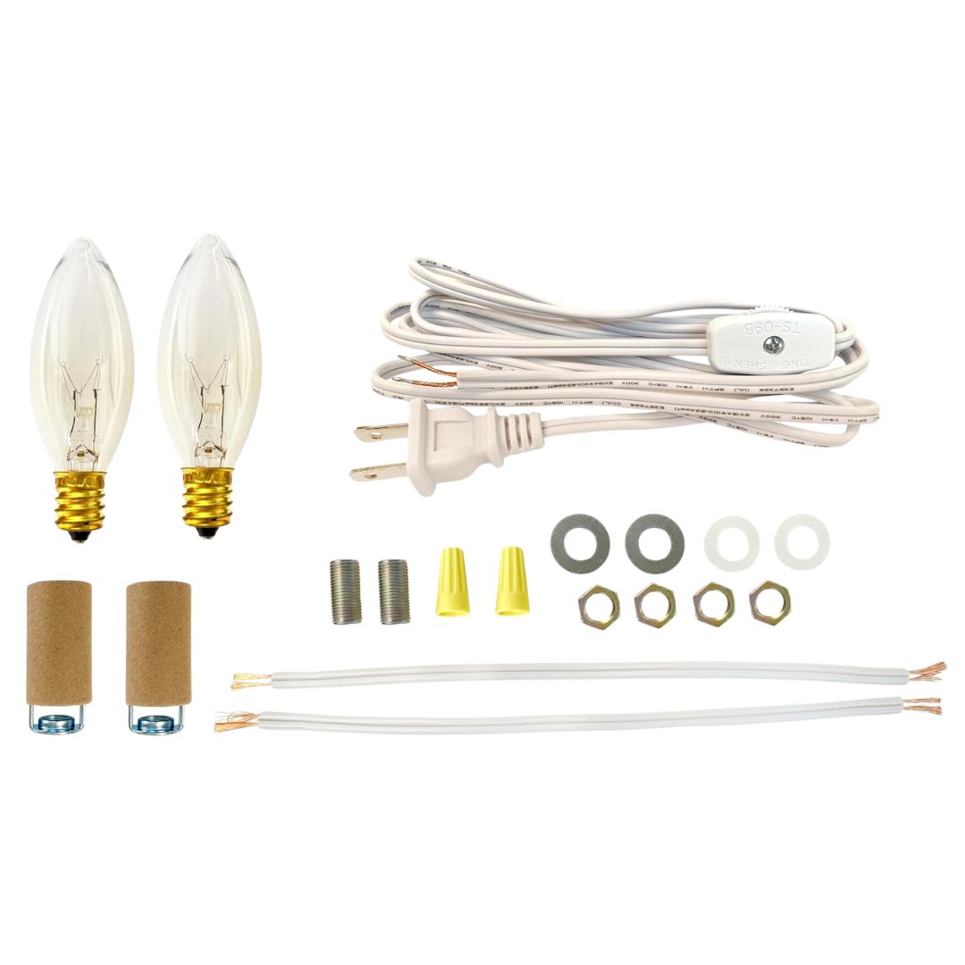 Make-A-Mini Lamp Kit – Includes Candelabra Socket, Brown Cord With Line Switch