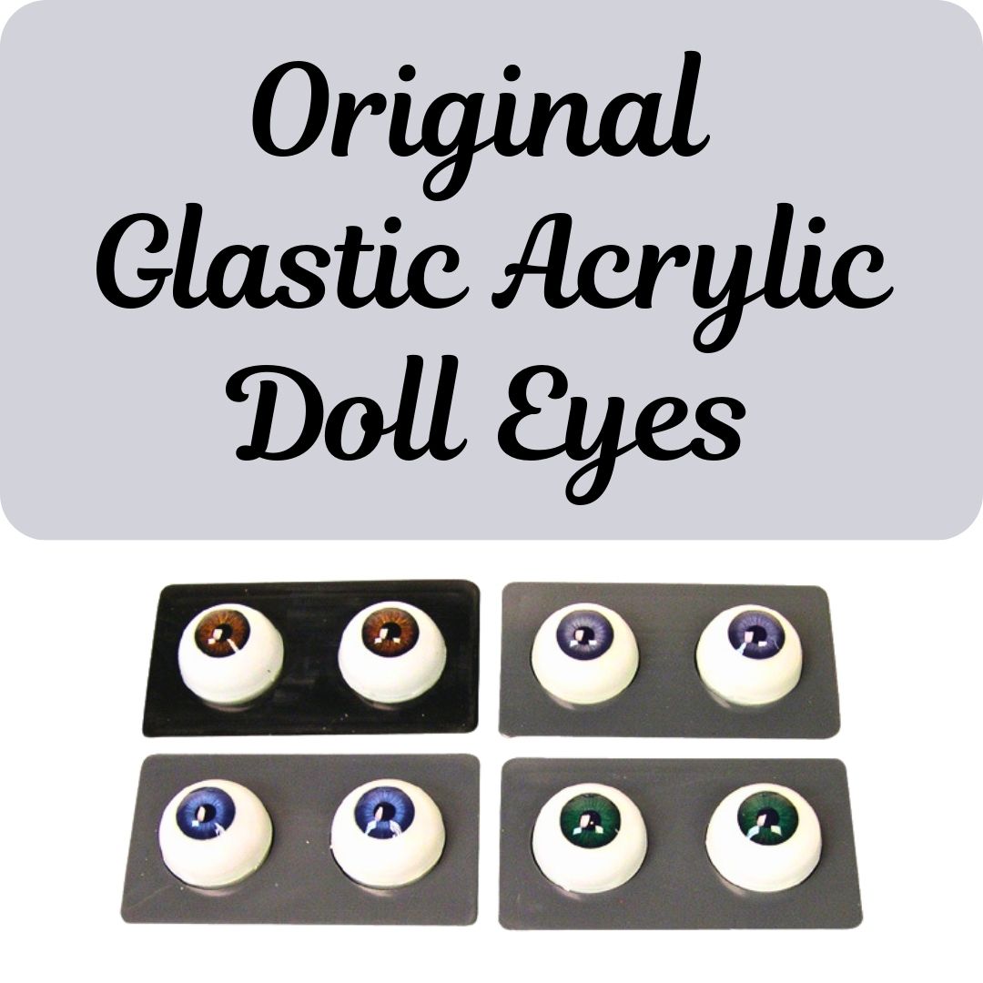 Round Blue Glastic Doll Eyes Sz 14 MM Vtg Made in Japan Original Pkg.